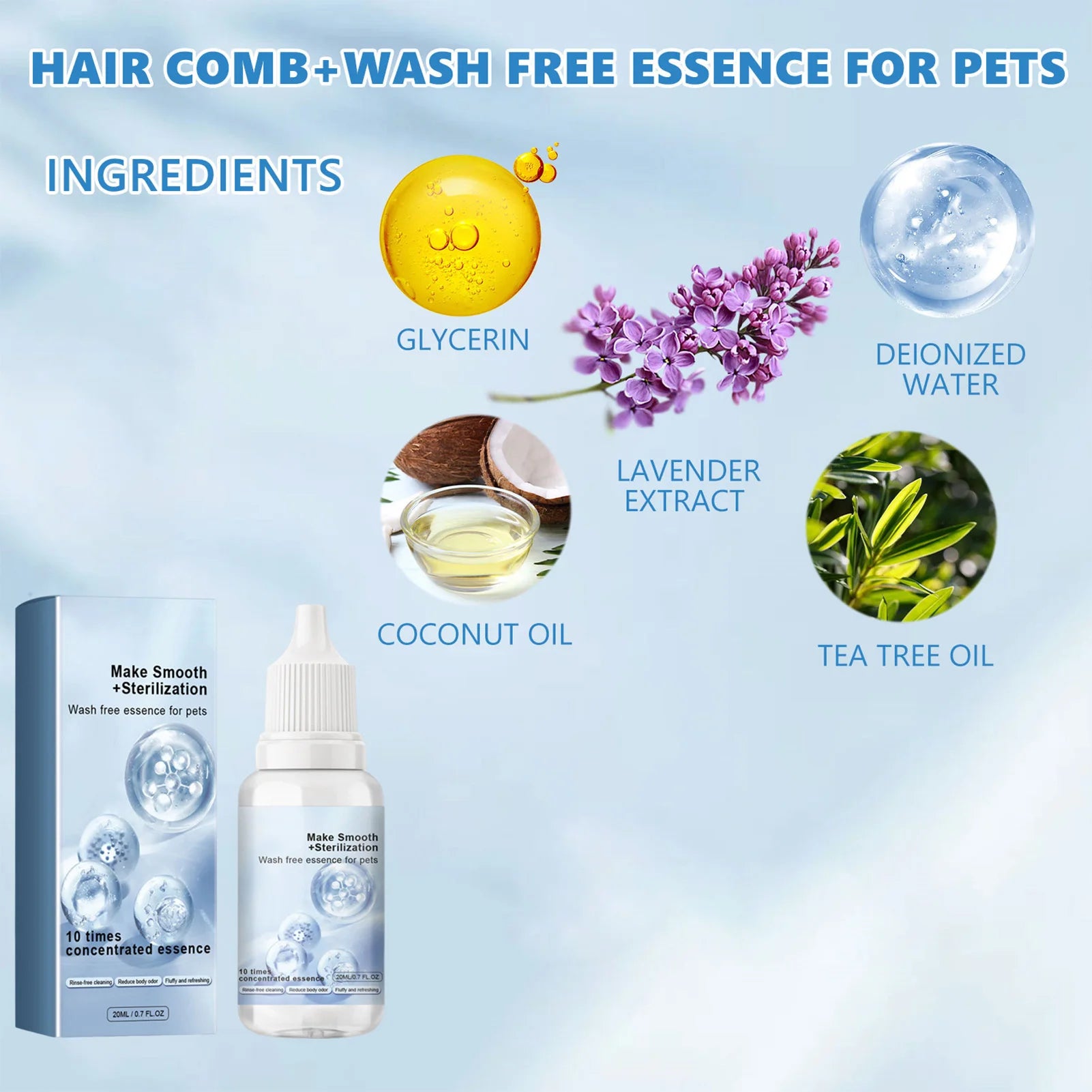 Gentle Leave-in Pet Hair Cleaning Serum for Dogs & Cats