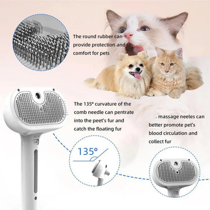 Gentle Steam Spray Pet Grooming Brush for Dogs & Cats Detangling