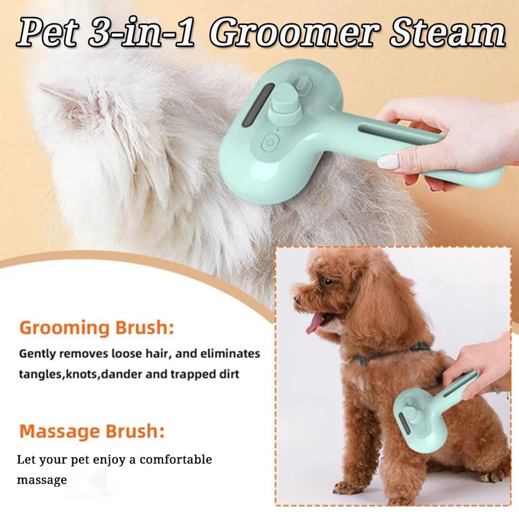 Gentle Steam Spray Pet Grooming Brush for Dogs & Cats Detangling