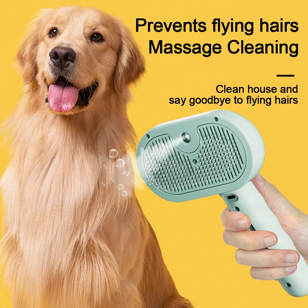 Gentle Steam Spray Pet Grooming Brush for Dogs & Cats Detangling
