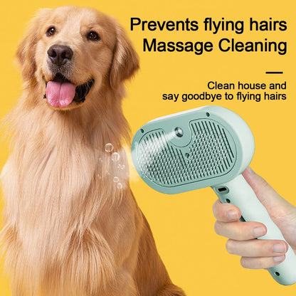 Gentle Steam Spray Pet Grooming Brush for Dogs & Cats Detangling